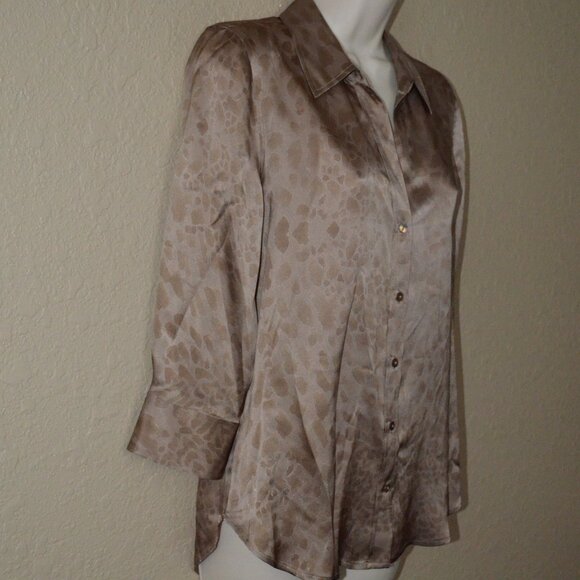 $340 Sz XS L'Agence Golden Dani 3/4-Sleeve Animal-Print Silk Blouse - Picture 5 of 7
